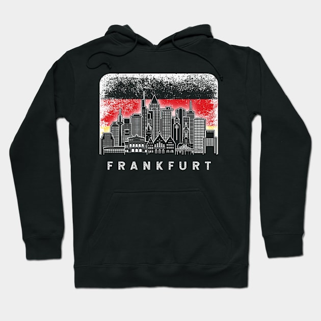 Frankfurt Germany Skyline Vintage German Flag Hoodie by ThyShirtProject - Affiliate